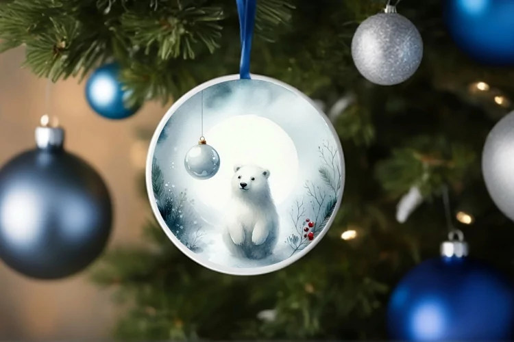 Round Christmas Ornament Sublimation|Clipart