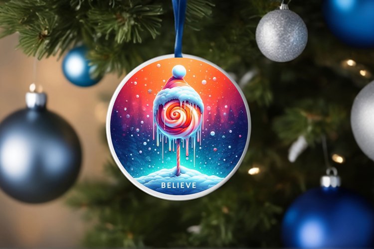 Round Christmas Ornament Sublimation|Clipart example image 1