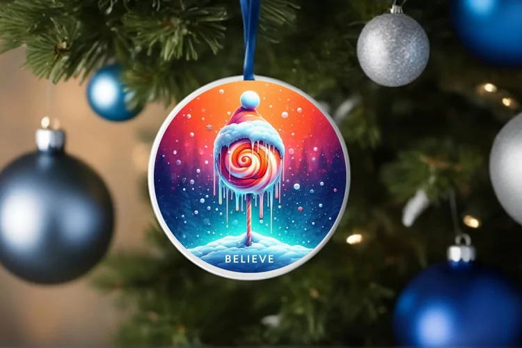 Round Christmas Ornament Sublimation|Clipart