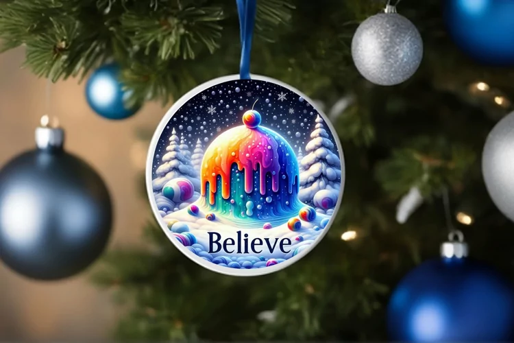 Round Christmas Ornament Sublimation|Clipart