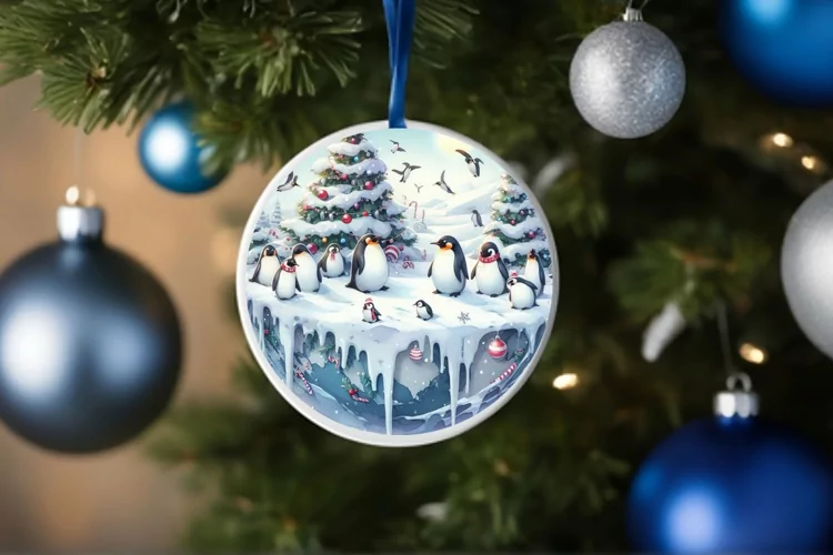 Round Christmas Ornament Sublimation|Clipart
