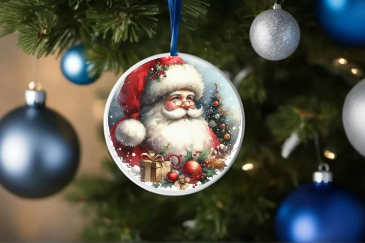 Round Christmas Ornament Sublimation|Clipart