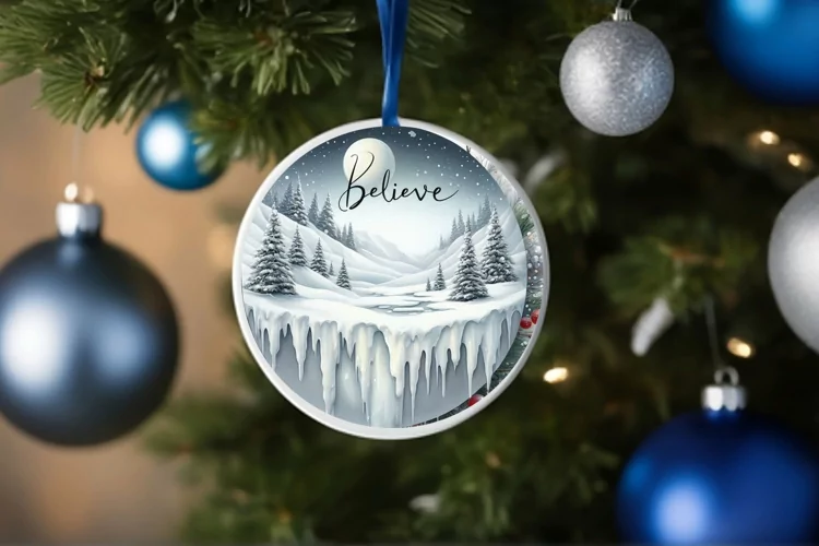 Round Christmas Ornament Sublimation|Clipart
