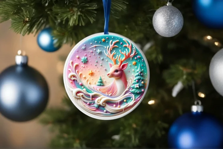 Round Christmas Ornament Sublimation|Clipart
