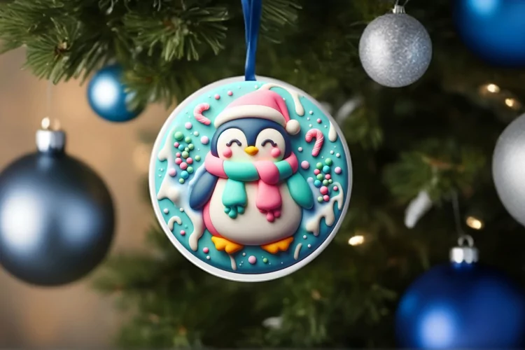 Round Christmas Ornament Sublimation|Clipart