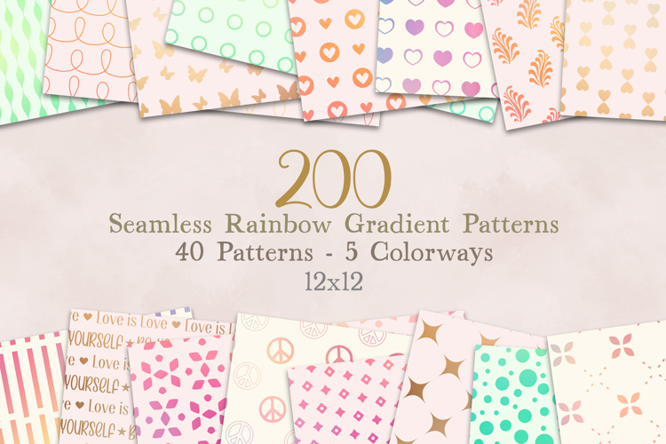 Rainbow gradient seamless papers bundle