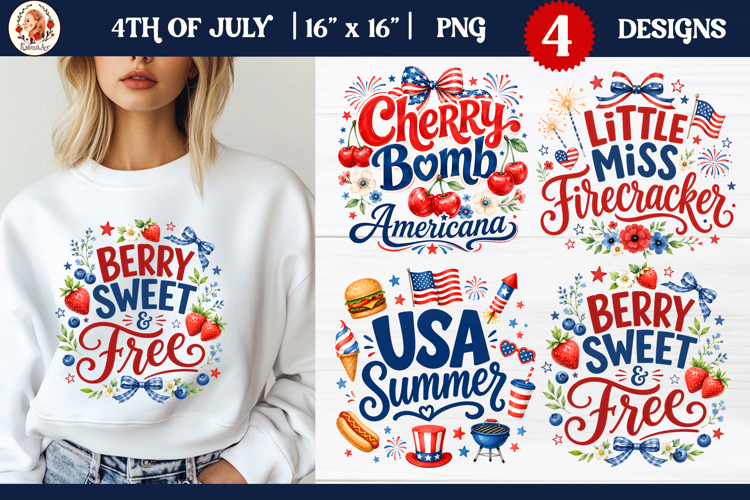 4th of July Cute Patriotic Bows Sublimation PNG