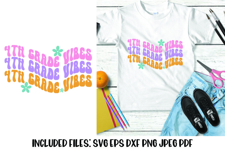 4th Grade Vibes Retro Wavy Text SVG example image 1