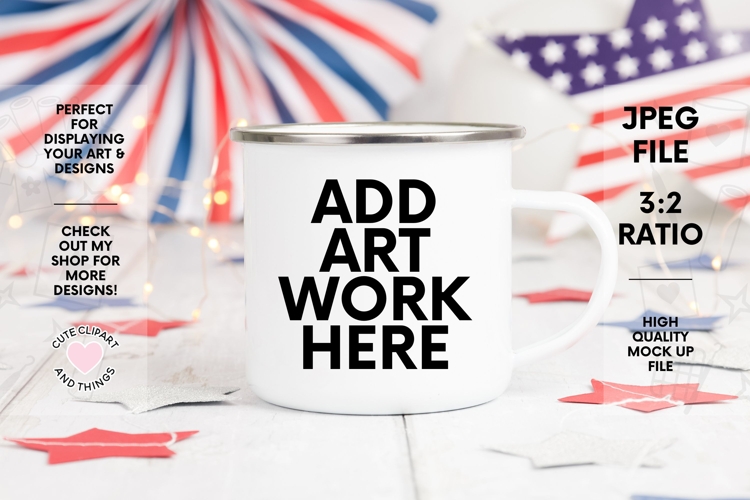 Patriotic Mock Up | Enamel Mug 4th of July Mock Up