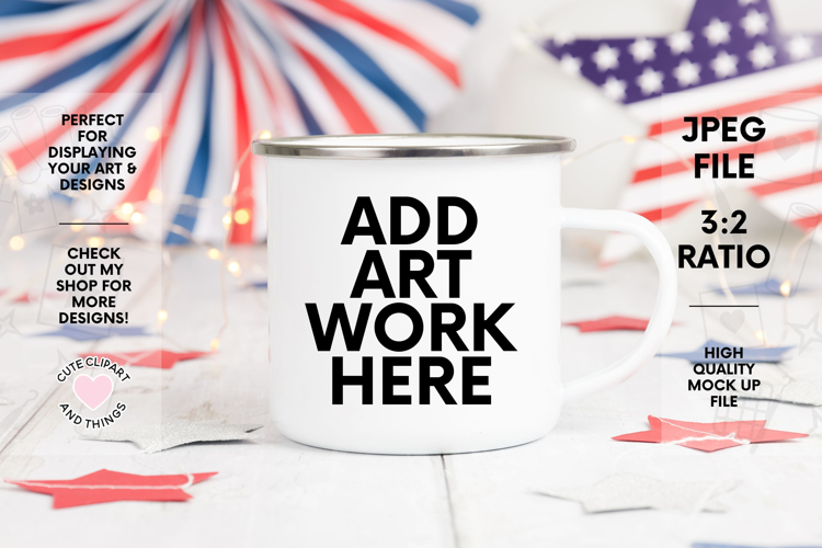 Patriotic Mock Up | Enamel Mug 4th of July Mock Up