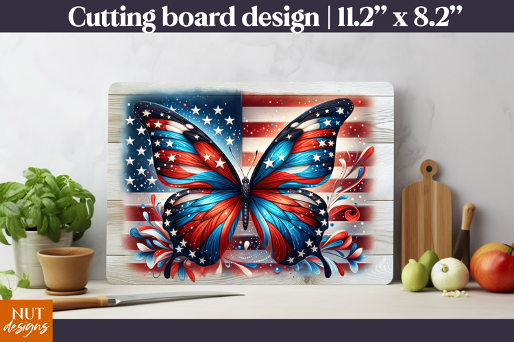 Patriotic Butterfly Cutting Board, Patriotic kitchen decor