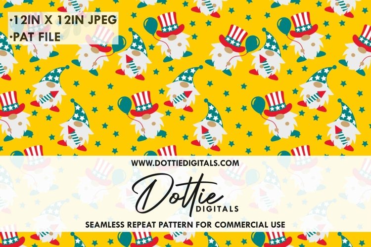 4th July Gonk Repeat Seamless Pattern - JPG, Pat File