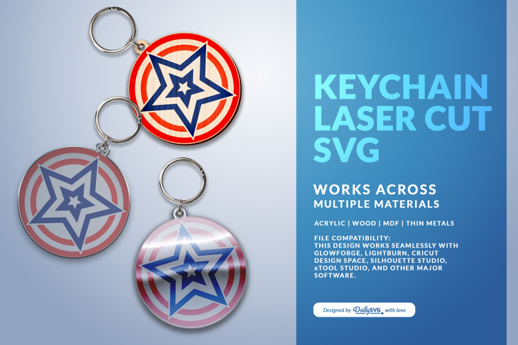 4th of July Keychain SVG | USA Patriotic Laser Cut
