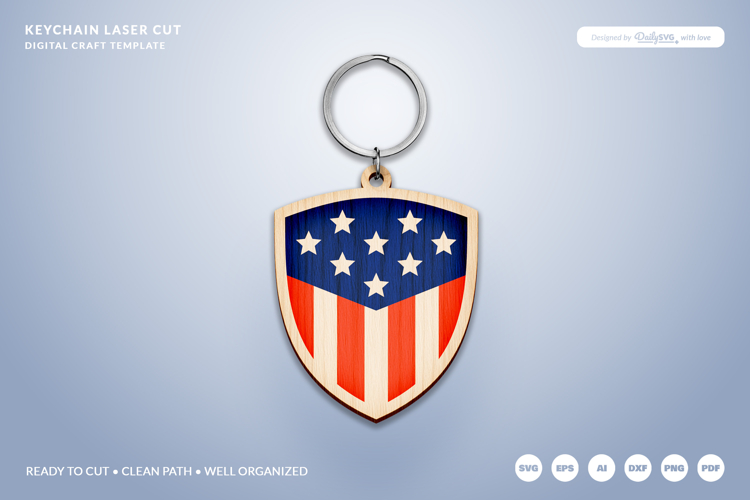 4th of July Keychain SVG | USA Patriotic Laser Cut