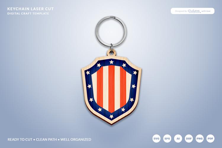 4th of July Keychain SVG | USA Patriotic Laser Cut