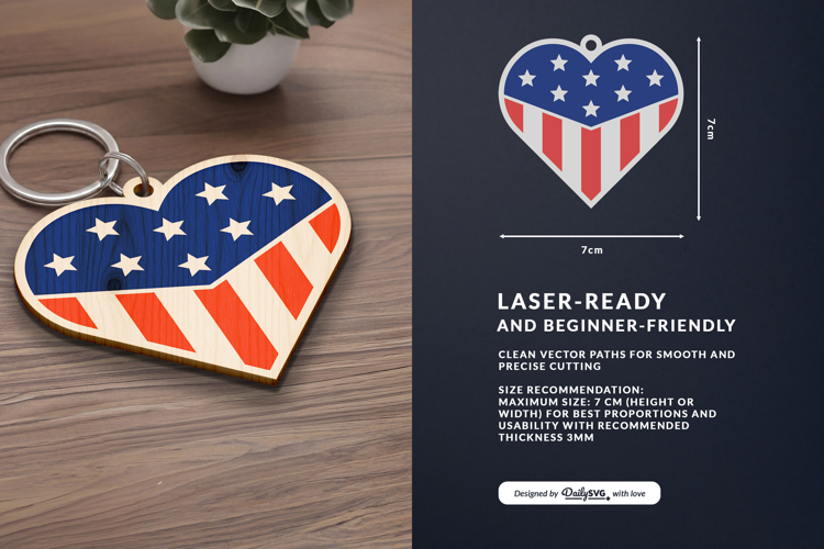 4th of July Keychain SVG | USA Patriotic Laser Cut