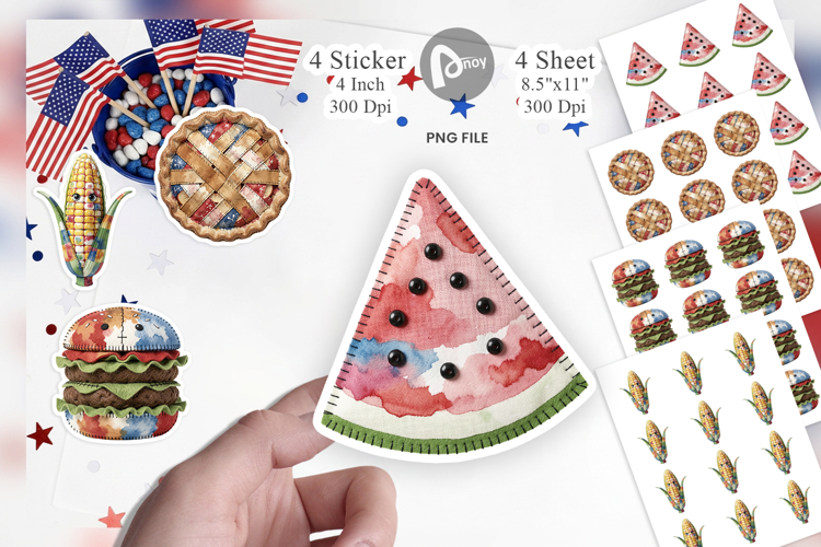 4th July Picnic Patchwork Sticker