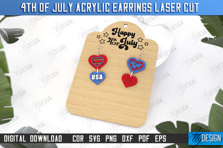 4th of July Patriotic Earrings Laser Cut | Pendant Earrings