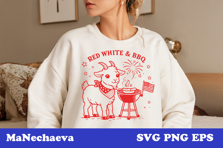 Cute 4th of July Animal SVG | Goat BBQ Patriotic