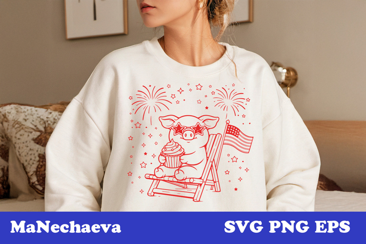 Cute 4th of July Animal SVG | Pig Patriotic Sublimation