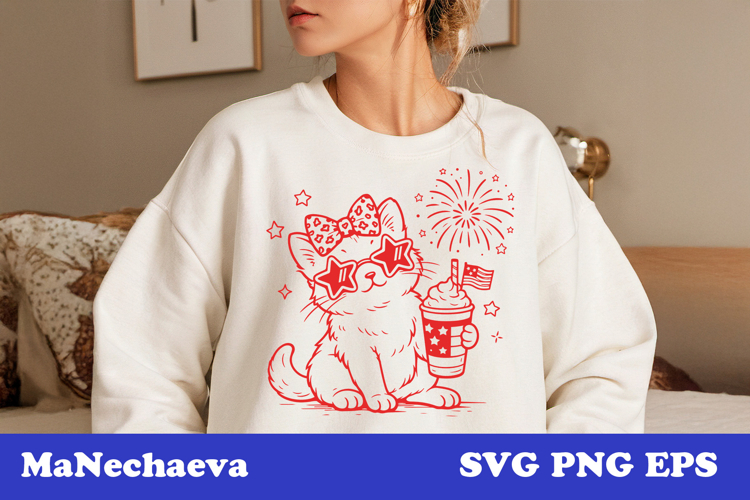 Cute 4th of July Animal SVG | Cat Patriotic Sublimation