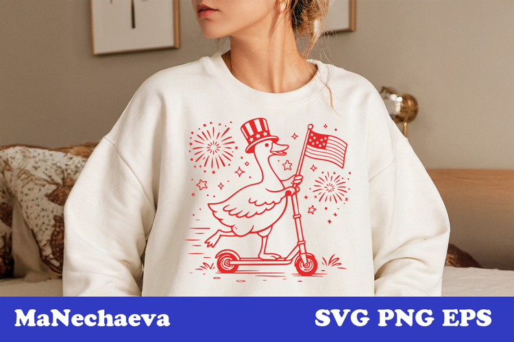 Cute 4th of July Animal SVG | Goose Scooter Patriotic