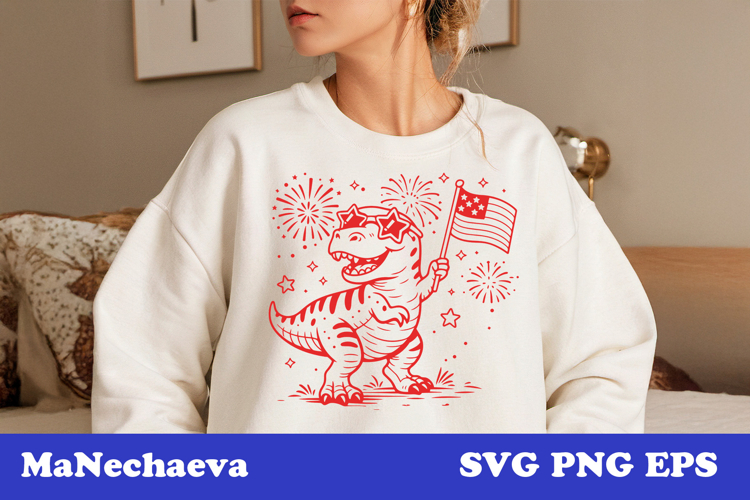 Cute 4th of July Animal SVG | T Rex Dinosaur Patriotic