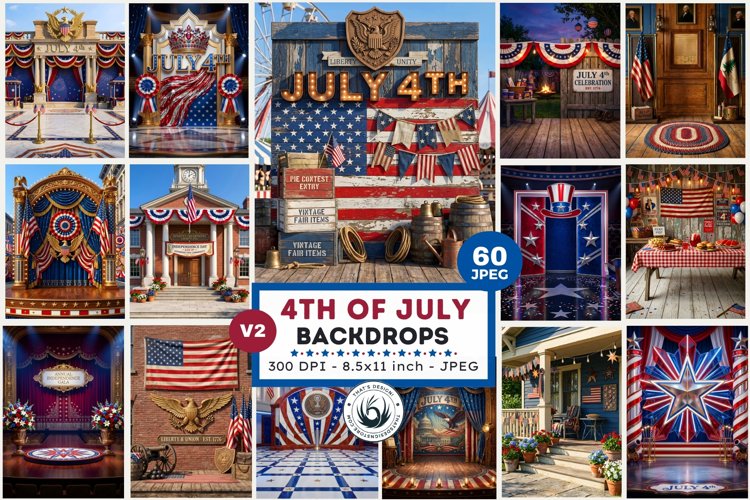 Patriotic Americana Backdrops - 4th of july backgrounds v2