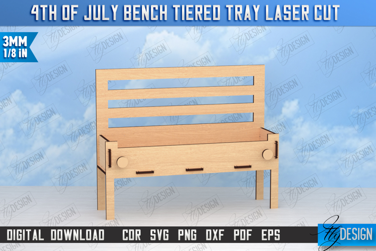 4th of July Element Laser Cut | USA | Patriotic Sign | Bench