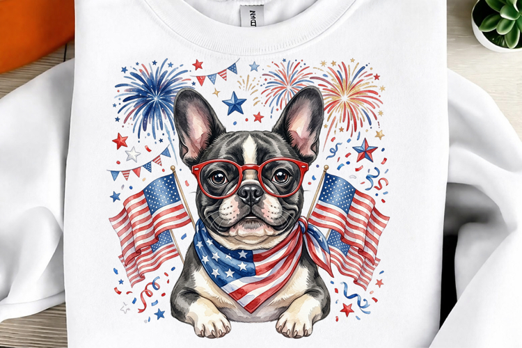 4th of July Bulldog Patriotic Dog PNG
