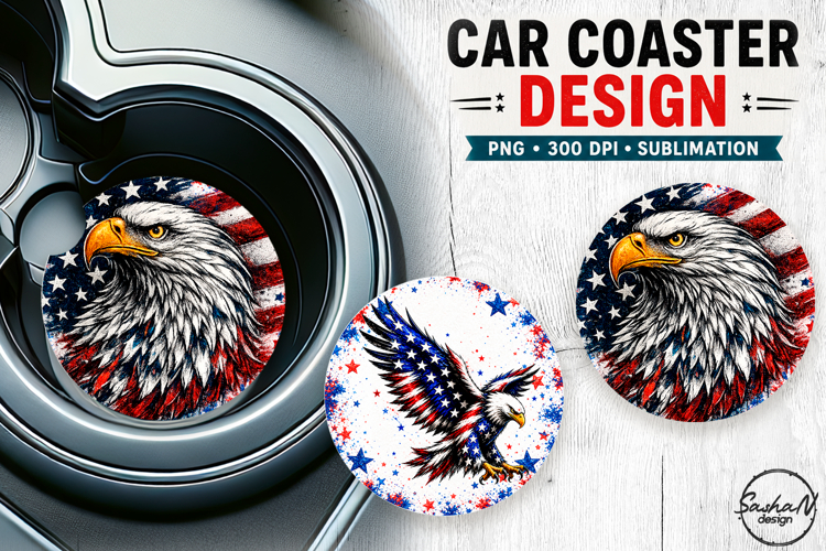 American eagle, 4th of july car coaster sublimation designs