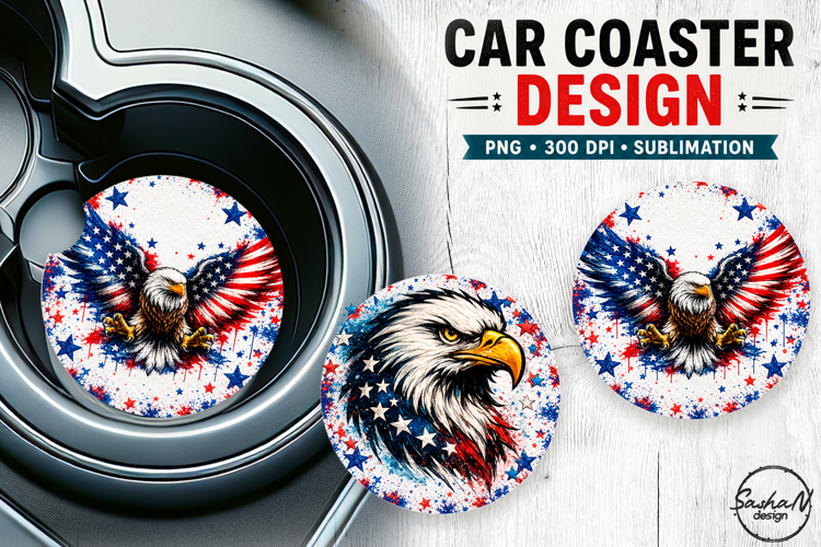 American eagle, 4th of july car coaster sublimation designs