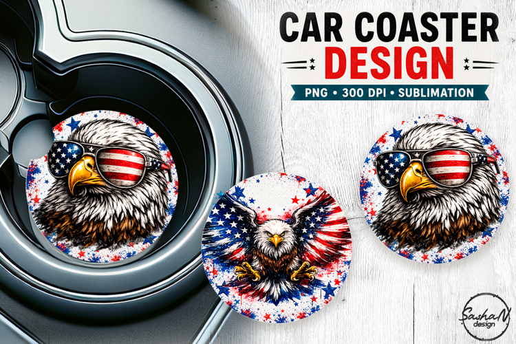 American eagle, 4th of july car coaster sublimation designs