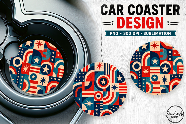 4th of july car coaster sublimation designs