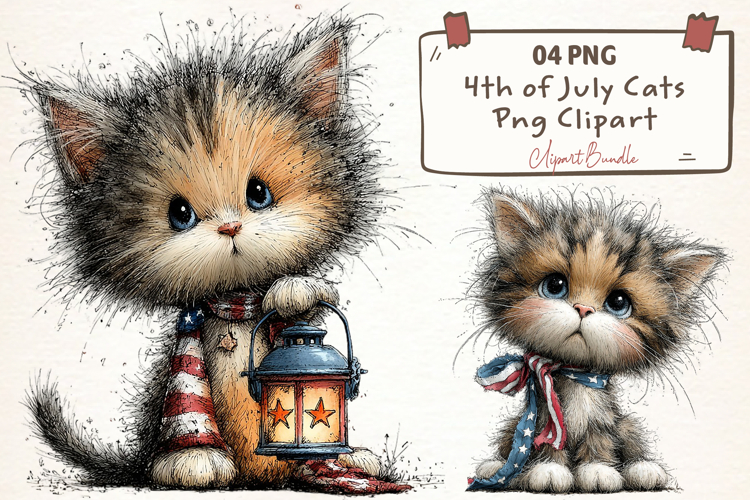 4th of July Cats PNG Clipart