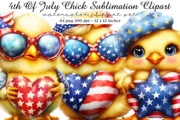 4th Of July Chick Sublimation Clipart