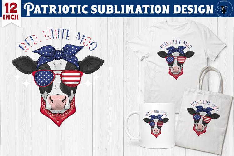 Patriotic sublimation | 4th of July | Cow clipart