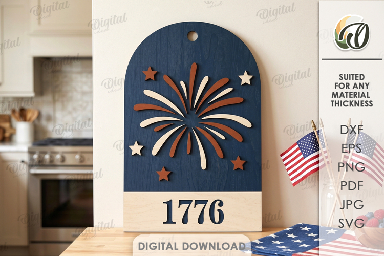 4Th Of July Cutting Board Laser Cut. Decorative Board SVG