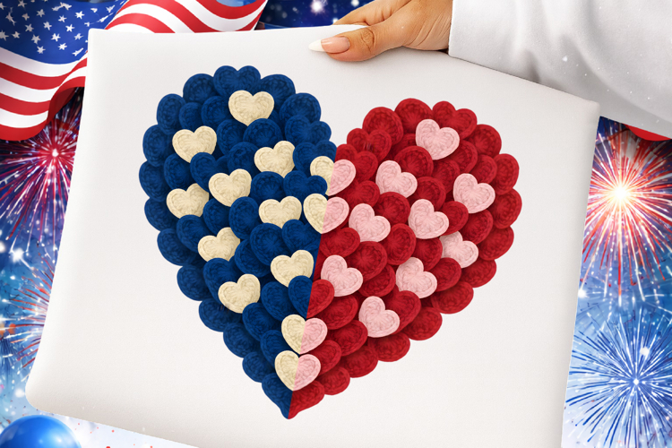 4th Of July Day Heart Brushstroke png, Patriotic USA Flag