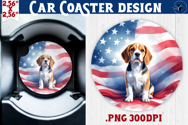 Car Coaster | 4th of July | Patriotic Dog