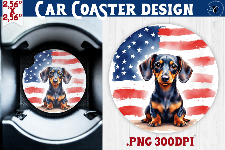 Car Coaster | 4th of July | Patriotic Dog