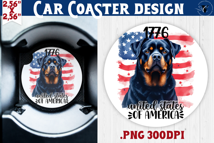 Car Coaster | 4th of July | Patriotic Dog