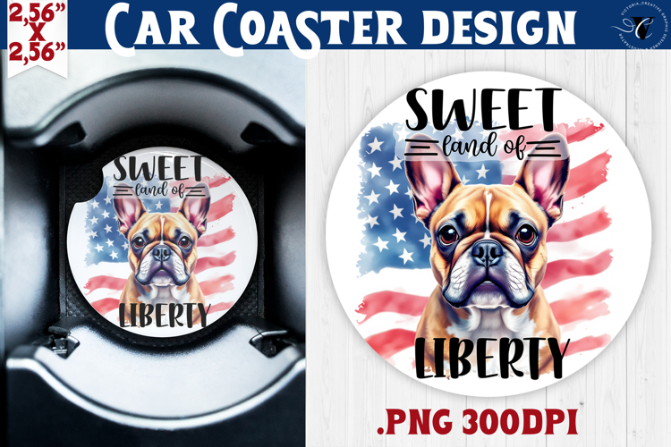 Car Coaster | 4th of July | Patriotic Dog