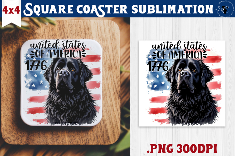 Square Coaster | 4th of July | Patriotic Dog