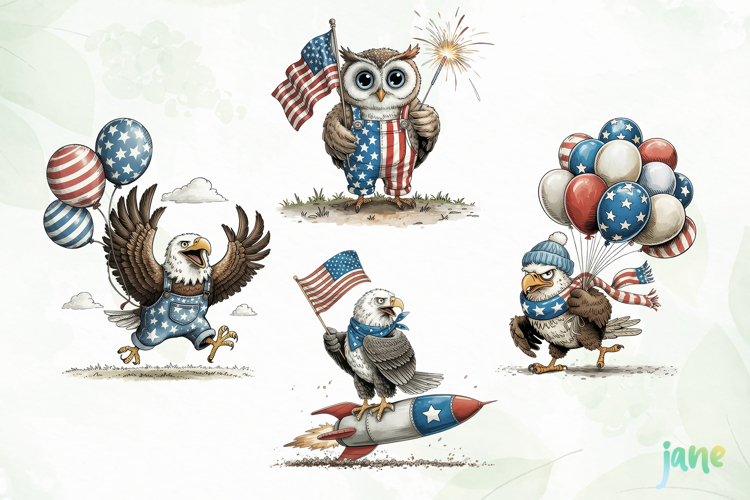 4th of July Eagles Clipart