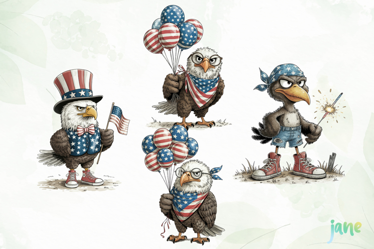 4th of July Eagles Clipart