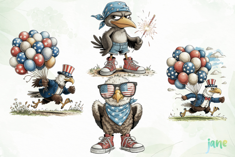 4th of July Eagles Clipart