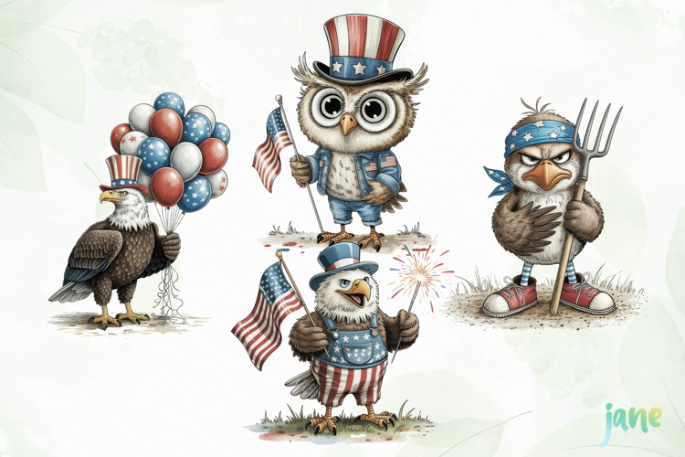 4th of July Eagles Clipart