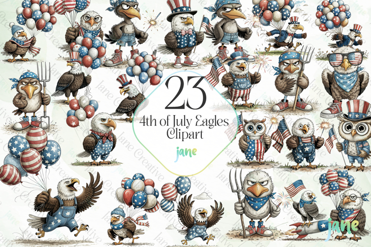 4th of July Eagles Clipart