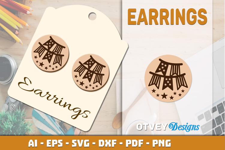 4th Of July Earring Lasercut File
